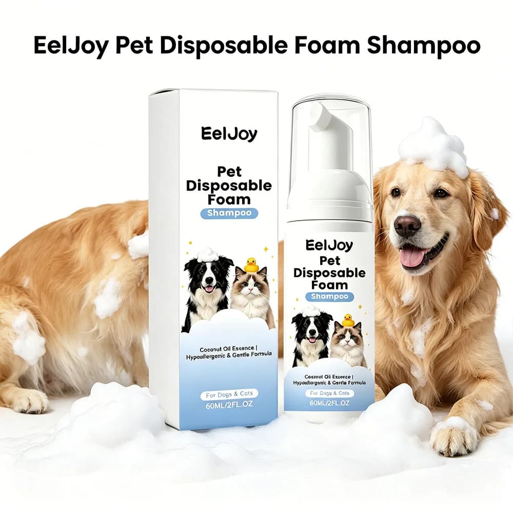 Hypoallergenic Waterless Pet Shampoo Rich Cleansing Foam Aloe Coconut Oil Moisturizing for Dogs Cats Paw Face Partial Cleaning