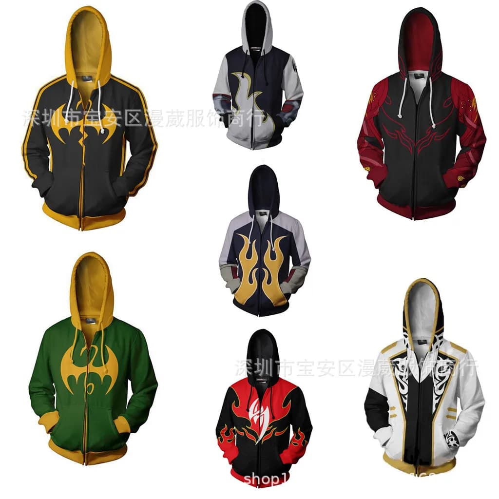 Game Tekken Felpa con cappuccio Manica lunga Stampa 3D Top Felpa con cappuccio causale Giacca sportiva con cerniera Abbigliamento da strada alla moda per uomini adulti