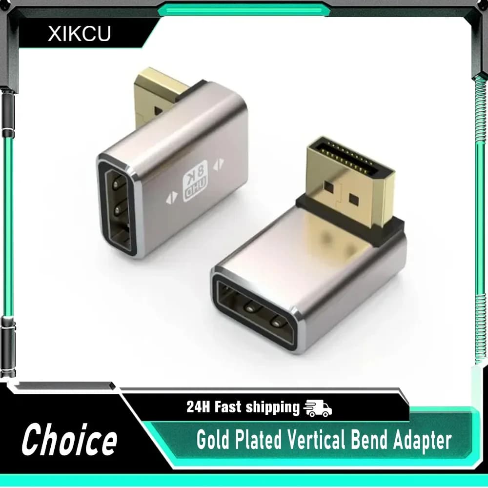 Adattatore verticale placcato oro DP1.4 8K60Hz per monitor, scheda grafica per computer, interfaccia DP, prolunga, guscio in lega di alluminio