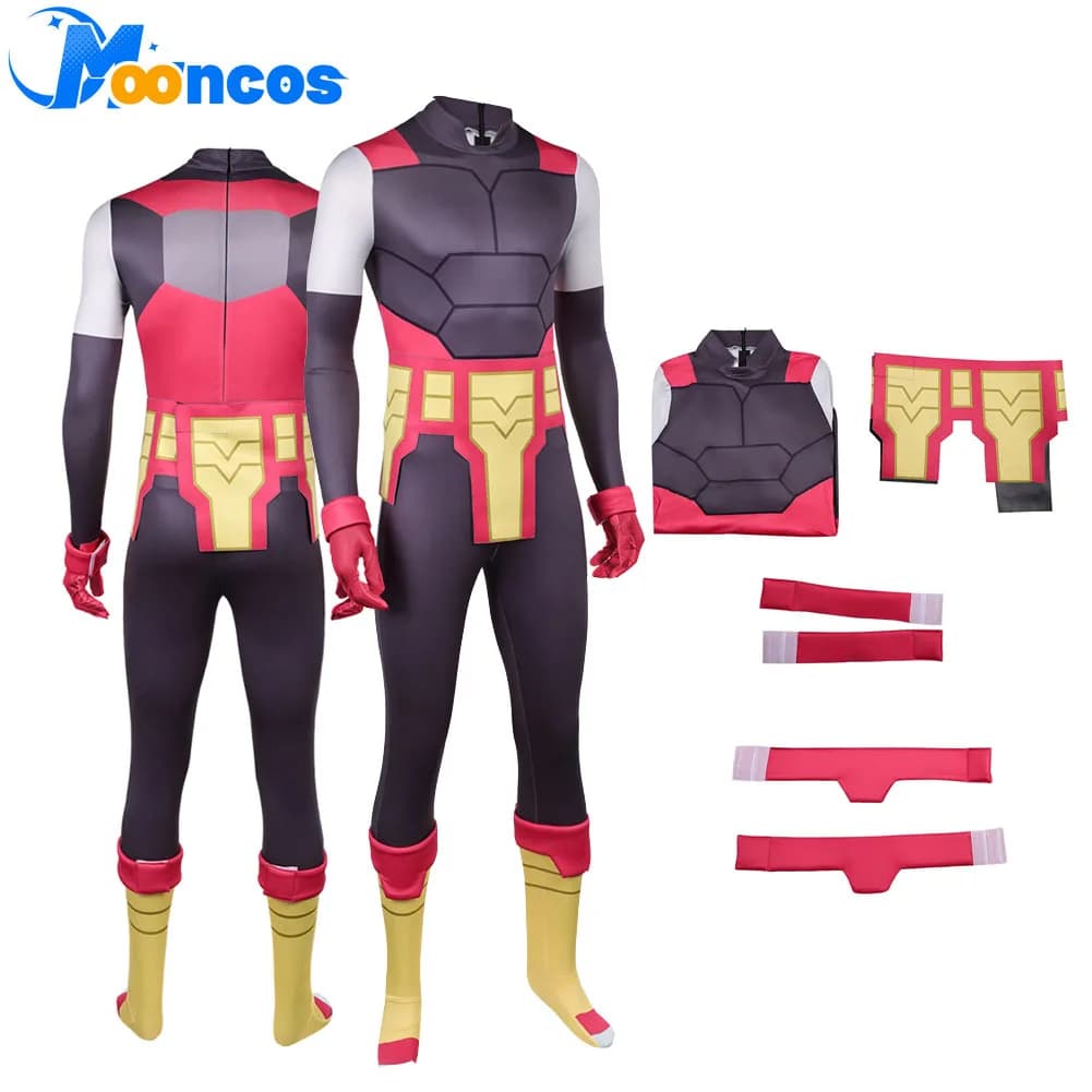 Costume Cosplay Battle Beast per Uomo, Tuta Fantasy con Protezioni per le Mani e Cintura, Travestimento Anime Invincibile, Body per Halloween e Carnevale