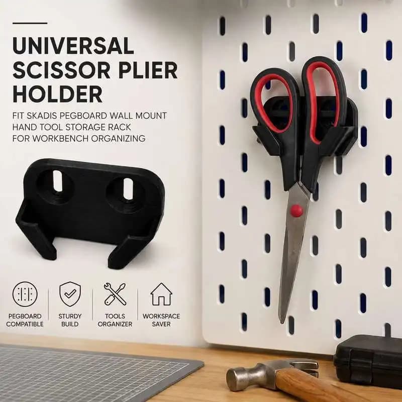 Universal Scissor Plier Holder Fit Skadis Pegboard Wall Mount Hand Tool Storage Rack For Workbench Organizing