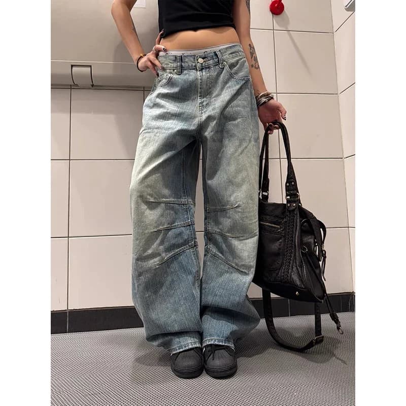 Blu Y2k Boyfriend Jeans Donna Harajuku Pantaloni larghi in denim Stile giapponese anni 2000 Vintage Jean Pantaloni lunghi Abiti oversize Nuovo