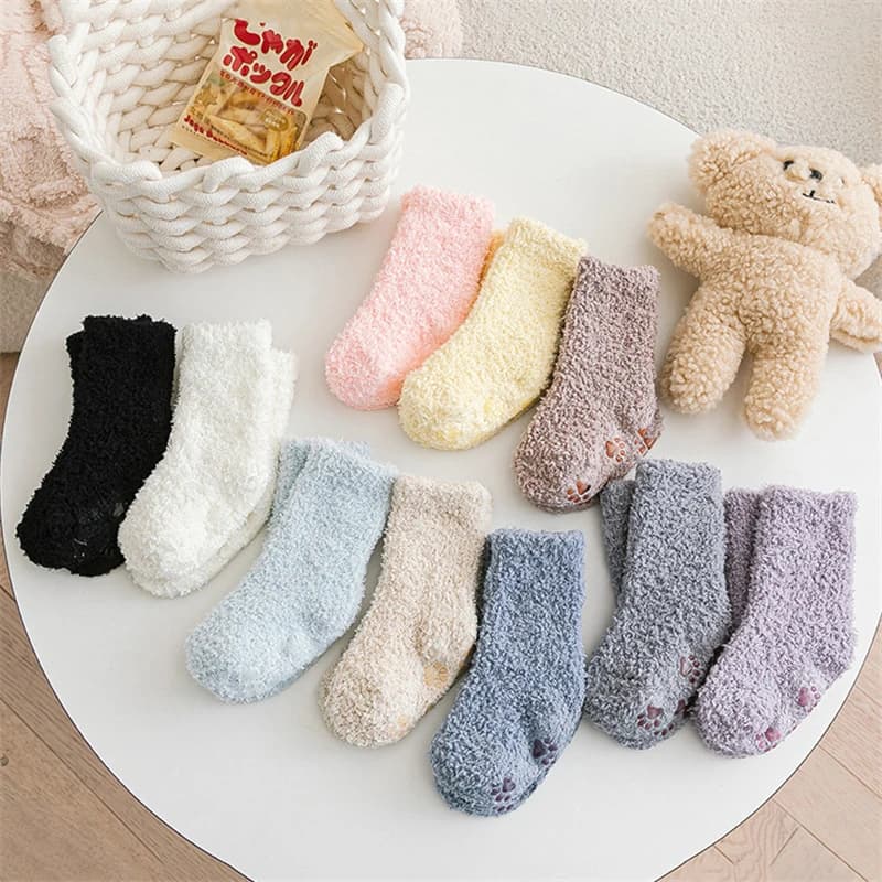 3 paia di calzini carini per bambini per ragazzo ragazza inverno morbido cotone antiscivolo suola neonato calzino per bambini addensare calzini caldi