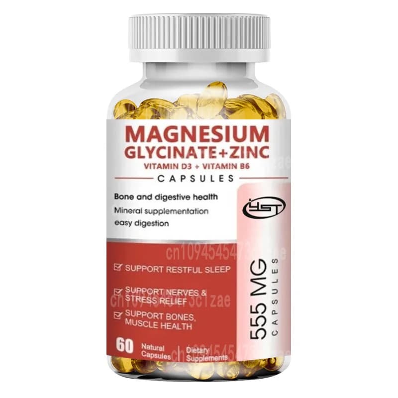Magnesium Glycinate Supplement - Contains Zinc, Vitamin D3 and D6 to Support Stress, Sleep, Nervi, Muscles and Metabolism