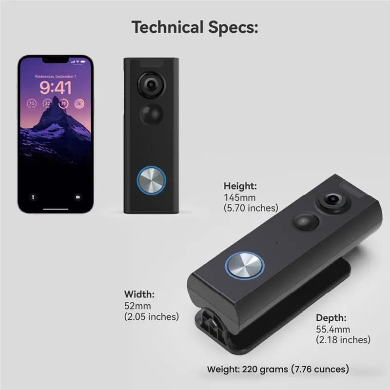AA77 Wireless,Video Doorbell Camera With Chime, 2-Way Audio, Instant Alert, Human Detection, Night Vision, 2.4G Wi-Fi