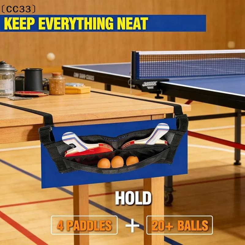 Portapalline da ping pong in rete, borsa di grande capacità, organizer per palline da ping pong, portaoggetti da parete o sotto il tavolo per allenamento e pratica〔CC33〕