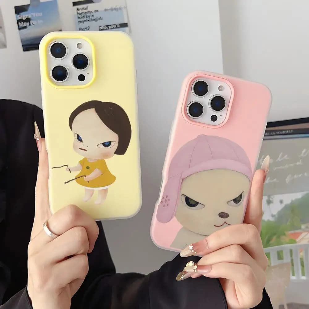 Artist Y-Yoshitomo Nara phone case for iPhone 17 16 15 14 13 12 Pro Max Plus Mini in Jelly Crystal material