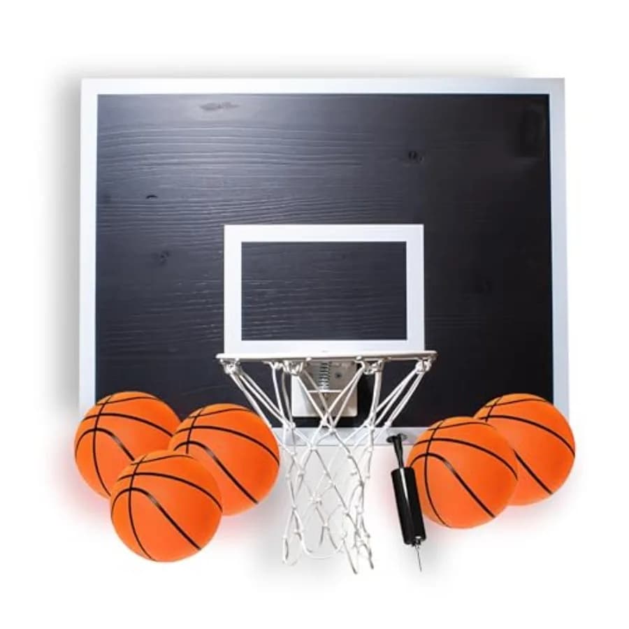 Set da basket MVP Mini Indoor con canestro e palla in cedro rosso massiccio, prodotto negli Stati Uniti. Opzione Unica da Appendere Sopra la Porta o al Muro: 5 Mini Basketb