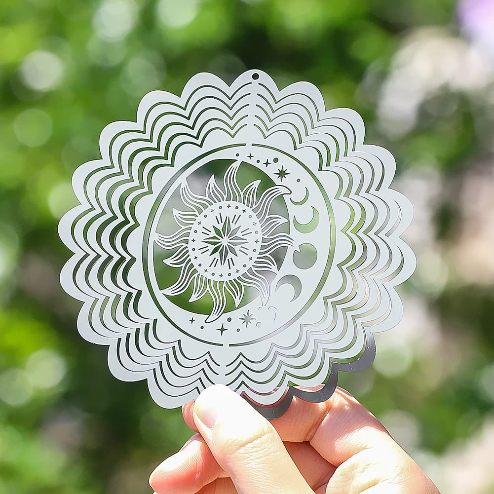 10cm Wind Spinner Stainless Steel Mirror Reflection Wind Chime 3D Visual Effect Hanging Bird Repeller Outdoor Garden Decoration