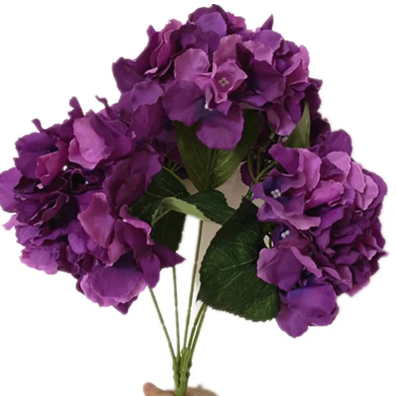 Un Bouquet di ortensie di seta fiore 5 teste stelo di albero di piante di Ortensia artificiale per la disposizione floreale del centrotavola di nozze