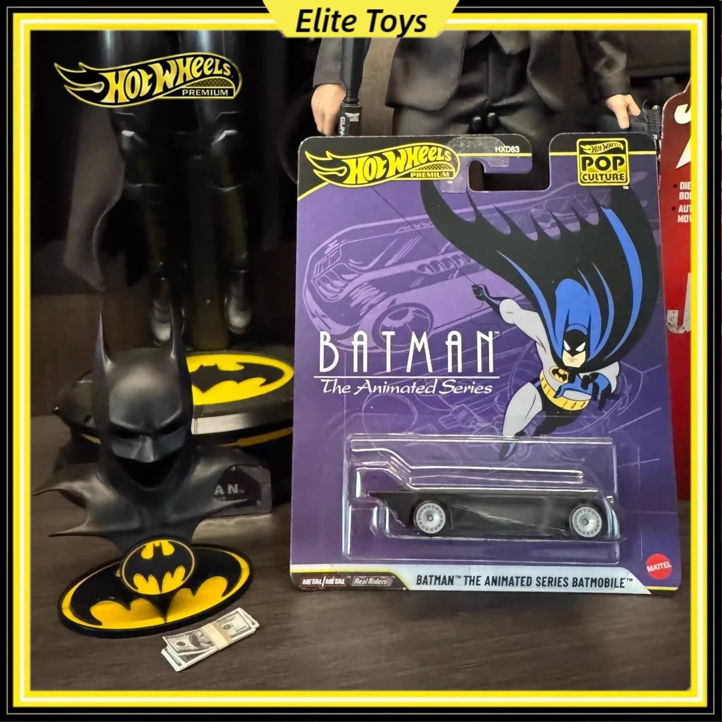 Hot Wheels Premium Pop Culture Batman Batmobile The Animated Series Modellino Auto in Lega da Collezione 1:64 Diecast Giocattolo Regalo