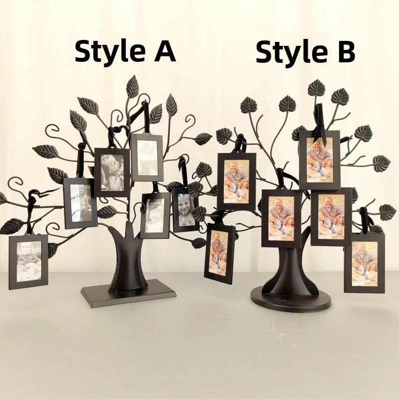 Black Metal Creative Tree Shape Photo Frame Hanging Ornament Modern Branching out Display Stand Home Decor Acrylic Picture Frame