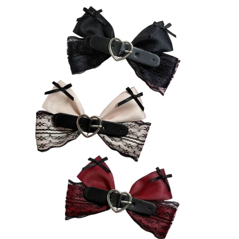 Fermaglio per capelli in pizzo con fiocco grande, nero, elegante, stile anni 2000, accessorio per chignon, dolce stile Balletcore