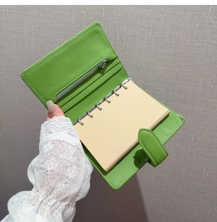 A7 Mini Rings Planner 2026 New top-grain leather Notebook avocado green Binder Diary Journaling Supplies Stationery agenda