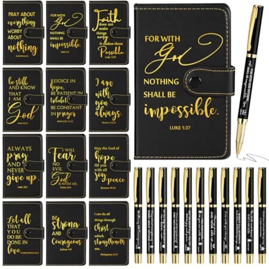 Sets Christian Father's Day Bulk Gifts Leather Bible Study Notebook Bible Verse Ballpoint Pen Prayer Journal Religious Scriptur