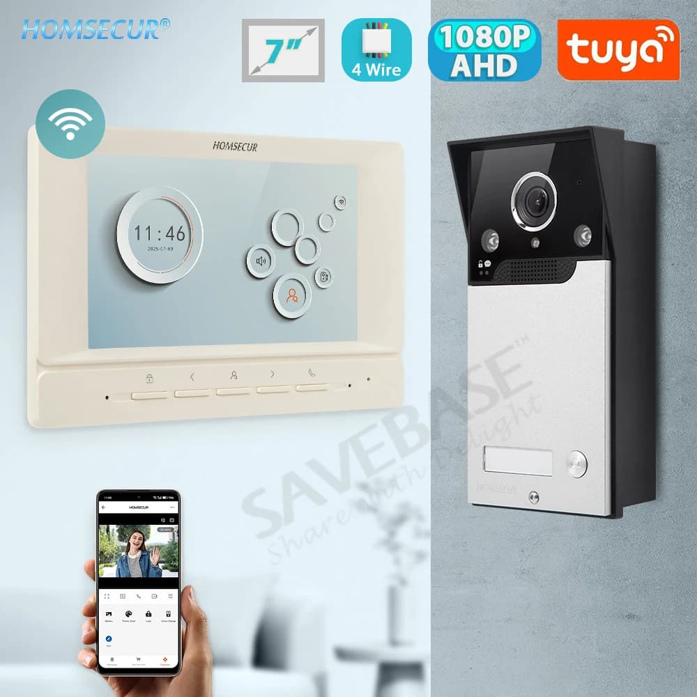 Tuya Smart APP 4 fili HD sicurezza domestica videocitofono citofono kit 7 "WIFI IPS schermo LCD IP65 campanello telecamera registrazione istantanea