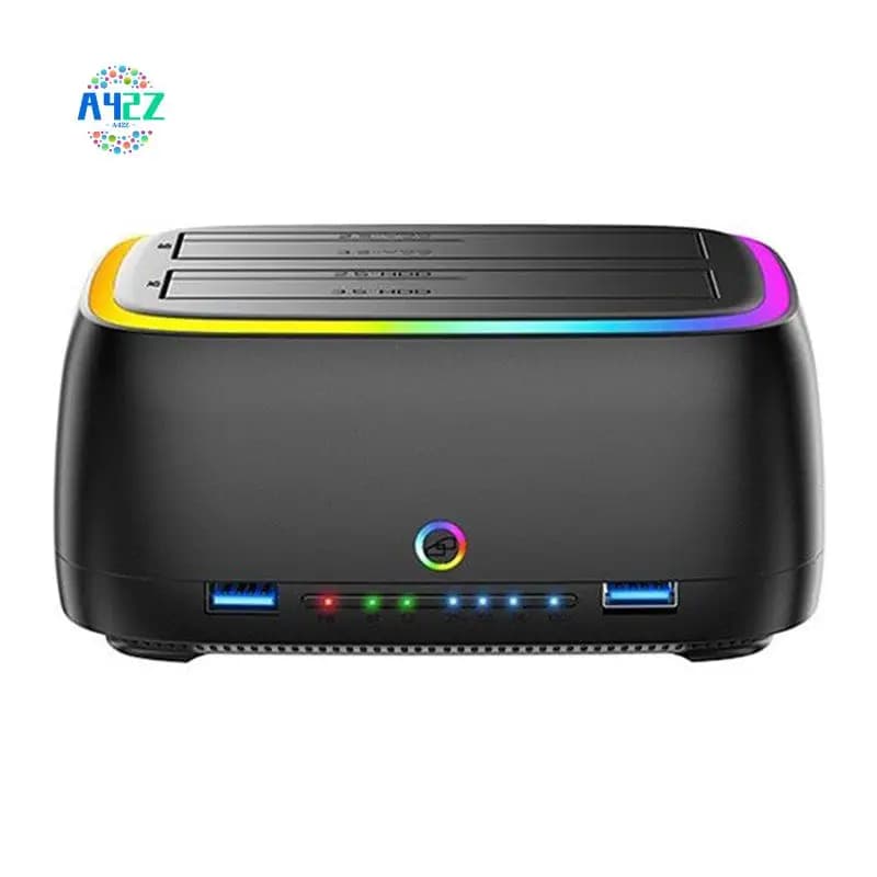 Stazione di docking per disco rigido A42Z-Dual-Bay RGB con HUB/TF/SD USB3.0 a SATA Type-C per HDD/SSD da 2,5/3,5 pollici