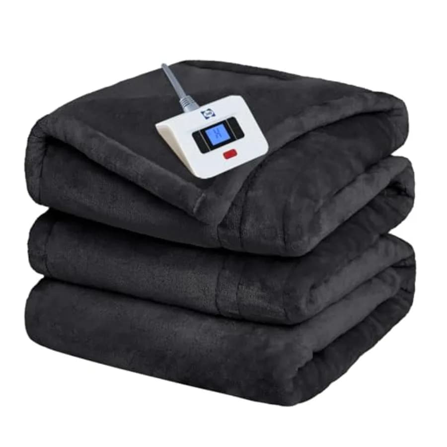 Coperta Elettrica Riscaldata Misura Singola in Flanella con 10 Livelli di Riscaldamento e Spegnimento Automatico da 1 a 12 Ore, Riscaldamento Rapido