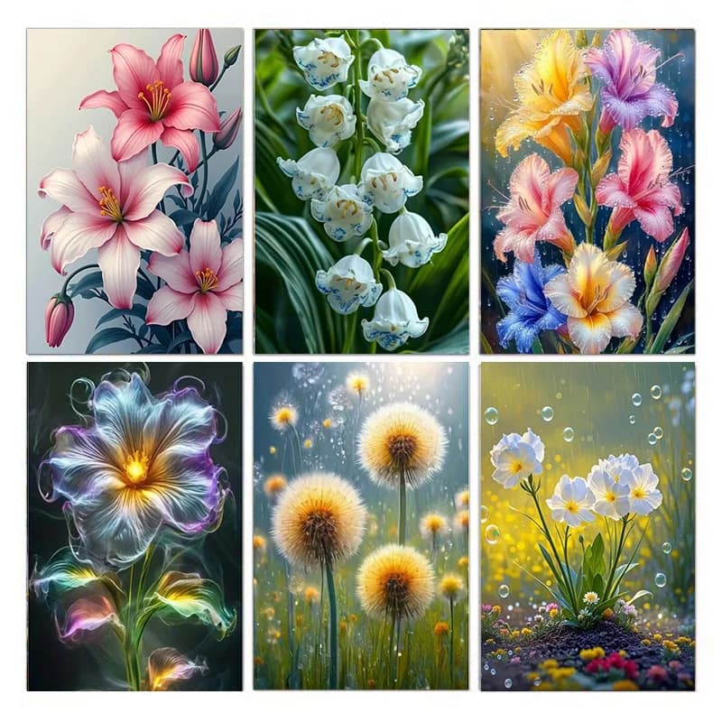 Set di pittura diamantata 5D estiva AB DIY, con un design a bouquet paesaggistico, adatto per adulti e principianti.