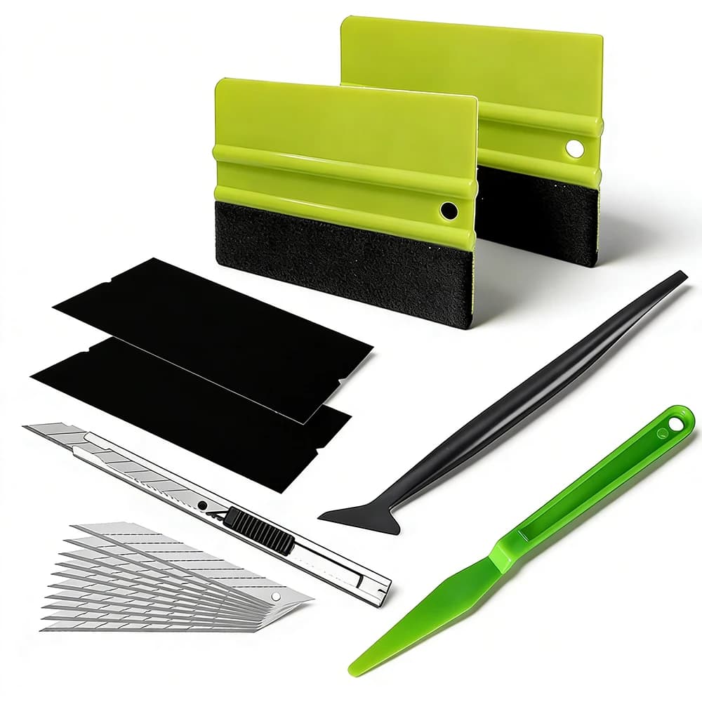 Car sticker tool kit; window film scraper stick; scraper sticker cutter knife; vinyl wedge; vehicle color change tool