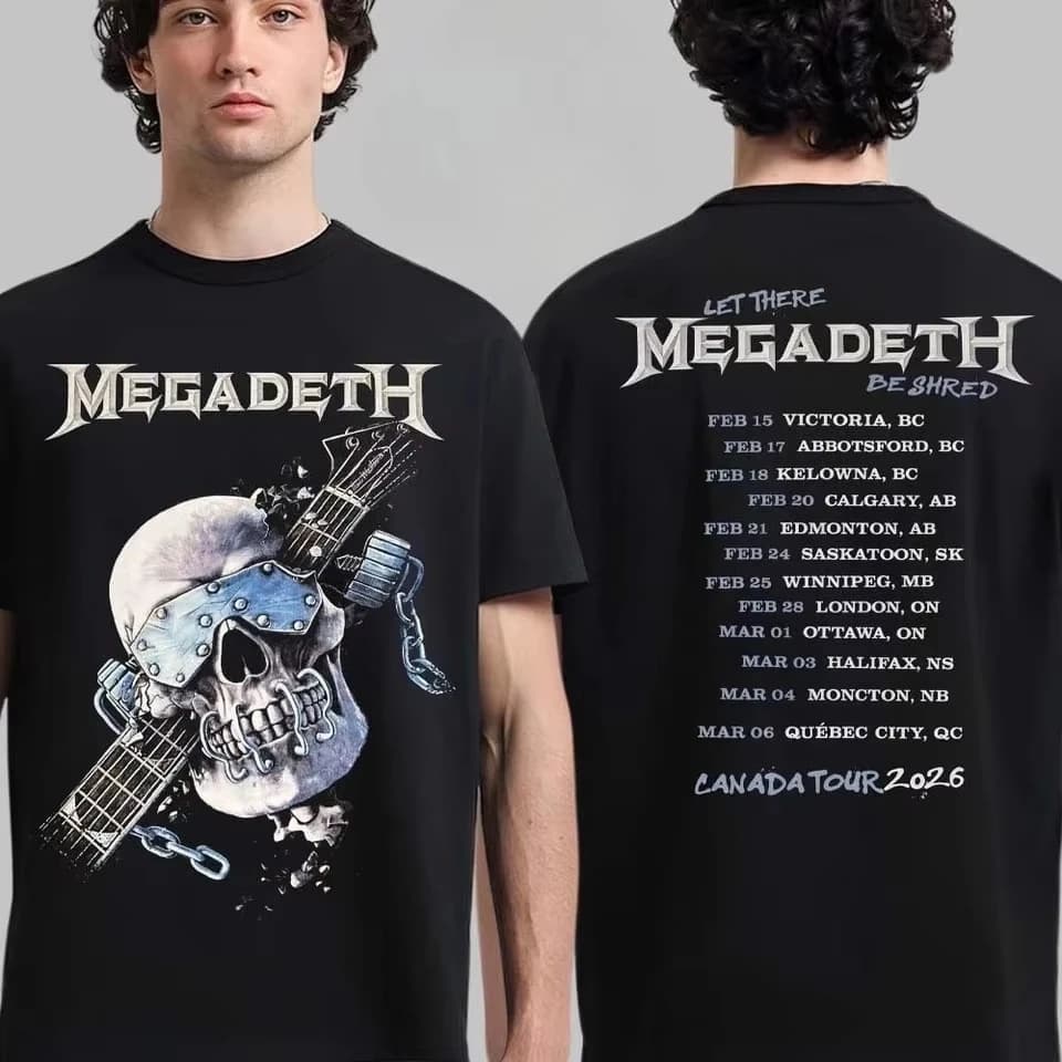 Rock Band Megadeth Tour Vic Rattlehead Graphics Cotton T-Shirt 2026 Summer Men's and Women's Rock Fashion Short Sleeve T Shirt
