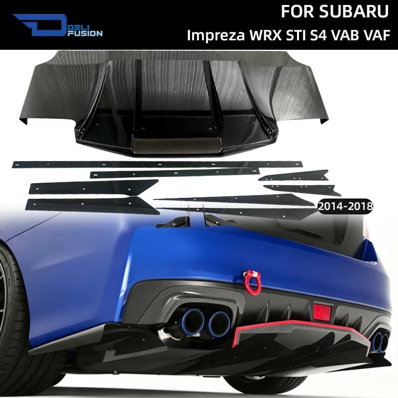 Diffusore Posteriore in Carbonio Stile Arising II per Subaru Impreza WRX STI S4 VAB VAF VRS 2014-2018, Splitter Aerodinamico Inferiore del Paraurti Posteriore