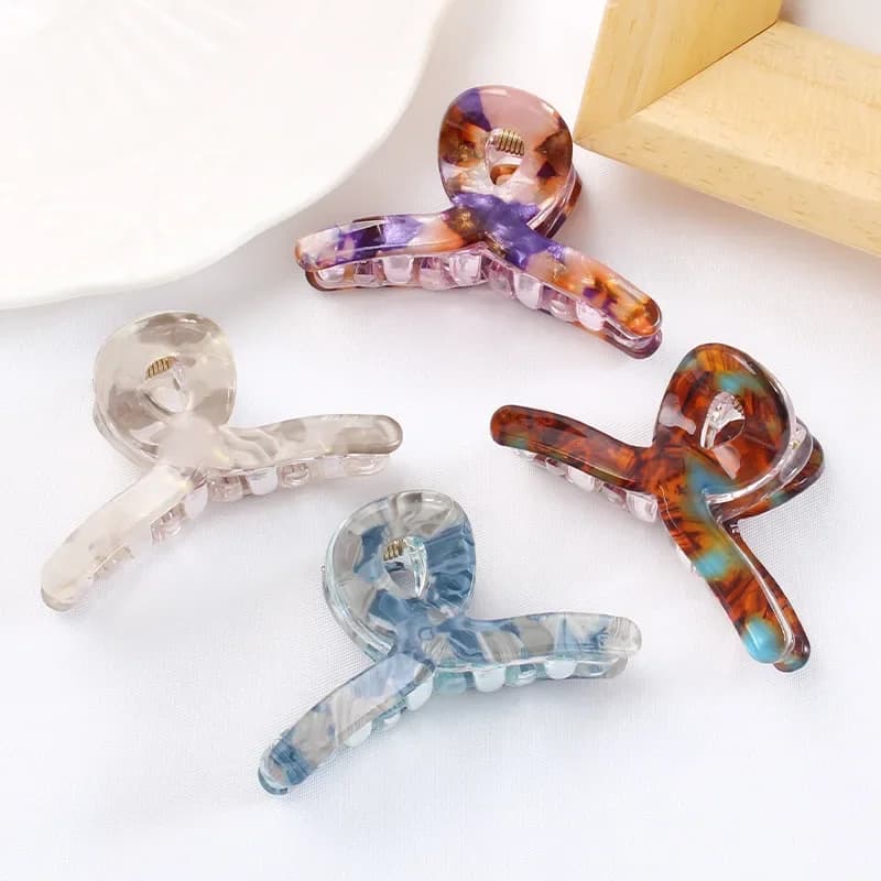 Bgffuy Mini tinta unita stampa leopardata acrilico croce artigli di granchio fermaglio per capelli moda coreana accessori per capelli da donna per ragazze