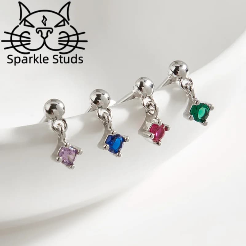 Sparkle Studs Stainless Steel Diamond Square Earring, Simple and Versatile for women 1pce