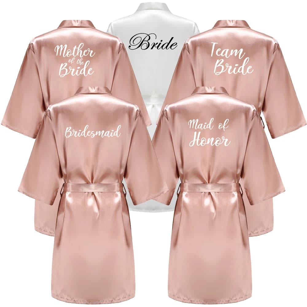 Wedding Bride Bridesmaid Bridesmaid Dresses for Women Wedding Party Gifts Team Dress Silk Satin Dress Nightwear Kimono Summer Bathrobe