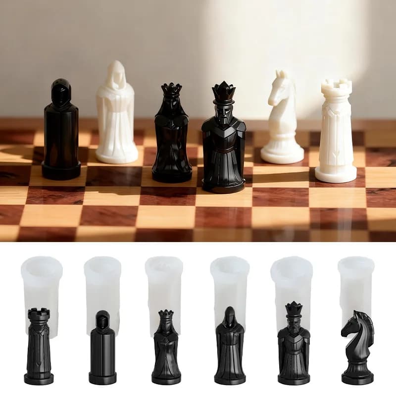 Stampo in Silicone 3D per Scacchi Internazionali, Stampo per Candele Regina e Re, Stampo Morbido per Artigianato Fai-da-te in Gesso e Resina Epossidica per Aromaterapia