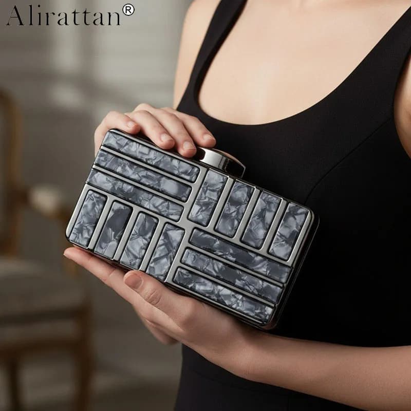 New Acrylic Evening Clunch Bag for Women，Fashion Design Chain Shoulder Crossbody Bag Luxury Female Wedding Party Bag