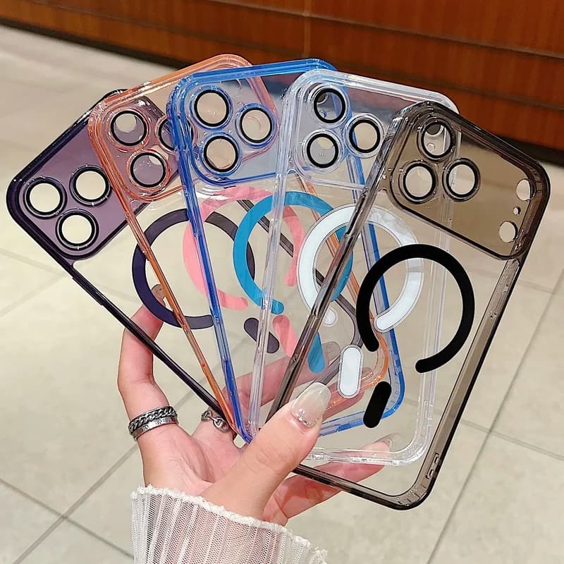 Luxury Magnetic For Magsafe Case For iPhone 18 17 Air 16 15 14 13 Pro Max Candy Color Clear Hybrid Hard PC Cover Soft Shell