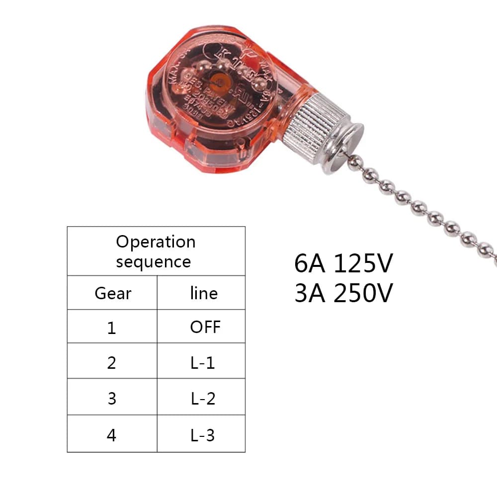 Speed Control 3 Speed Pull Chain Control Comfortable Smooth Surface Ceiling Fan Switch 8cm Chain Light Pull Chain