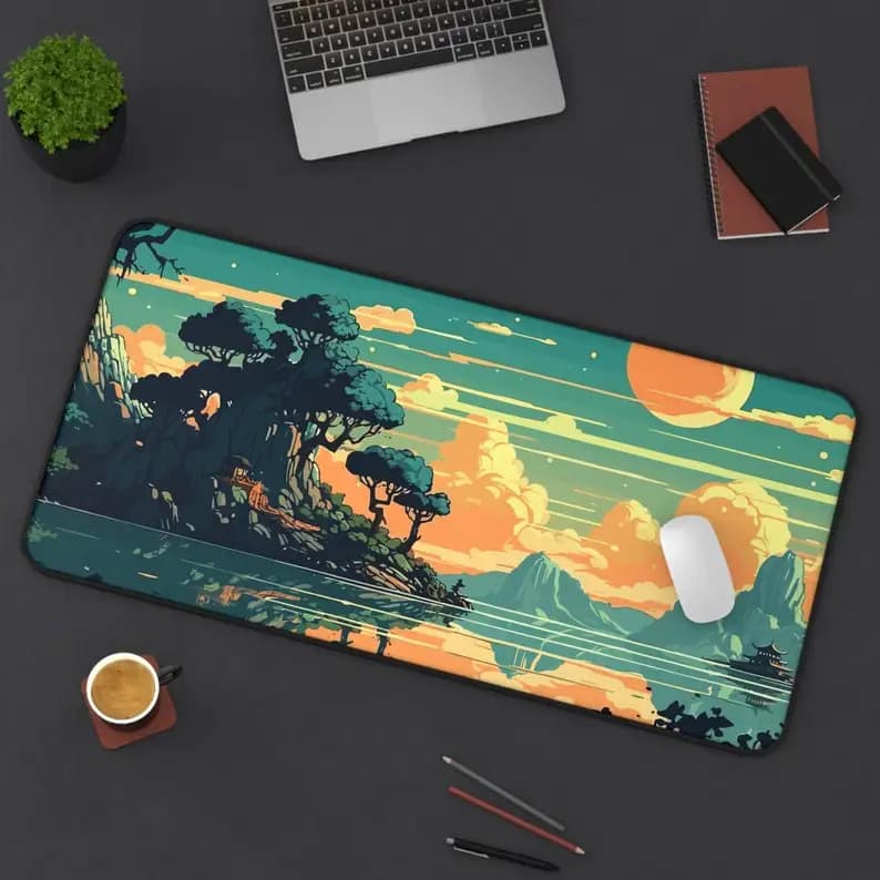 Japanese Art Mouse Pad, Non-Slip Waterproof Gaming Mouse Pad, Office Game Desk Decorative Mat, Perfect Gift for Friends