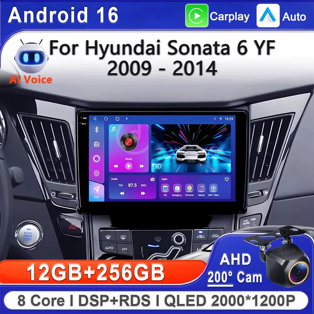 Android 16 2K Incell Schermo Multimediale Per Hyundai Sonata 6 YF 2009 - 2014 Unità Principale Stereo Navigazione GPS wifi ad alte prestazioni