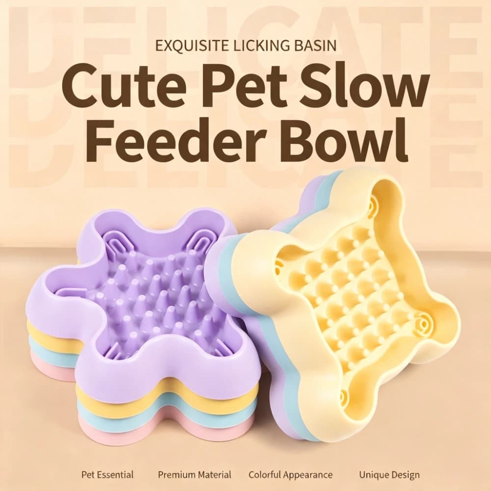 New Pet Slow Feeder Bowl,Anti‑Choking Non‑Slip Anti‑Tip Over Dog Cat Food Bowl Healthy Eating Feeding Basin Small Medium Pets