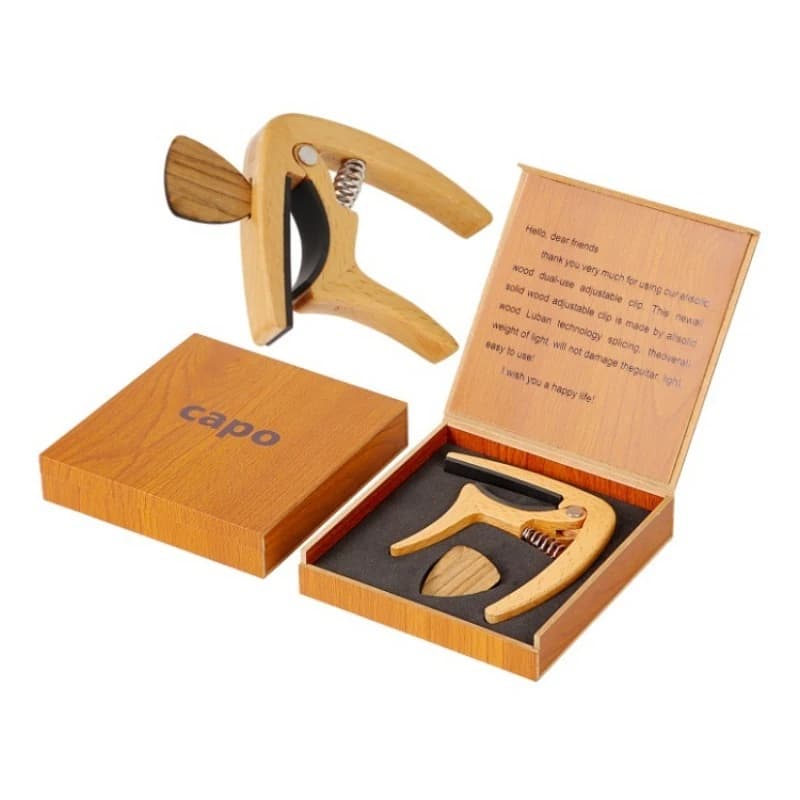 Capotasto in Legno Massello per Chitarra Acustica, Clip di Accordatura Universale, Accessori per Strumenti Musicali