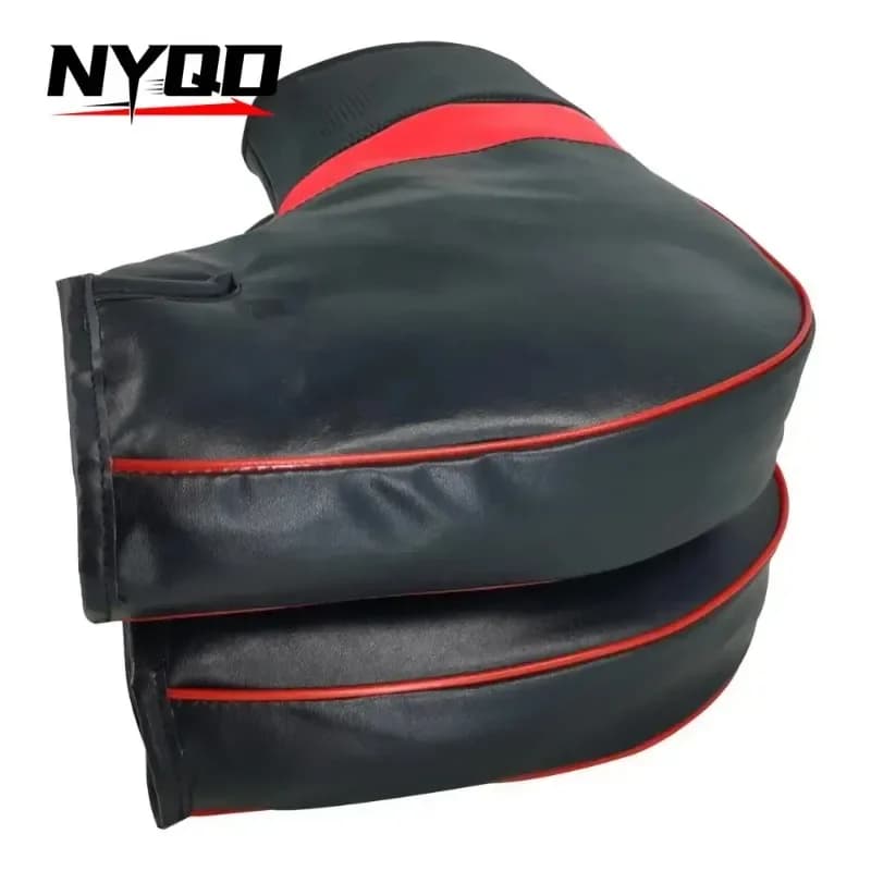 1 paio di guanti per manicotti per manubrio per scooter da moto, guanti per moto, mano calda invernale in pelle nera, copertura per manubrio spesso caldo freddo