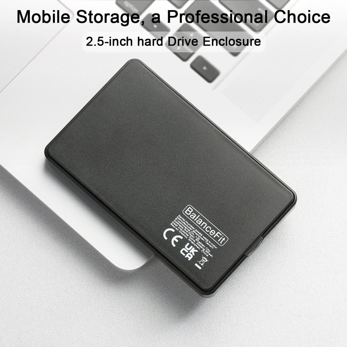Custodia per disco rigido da 2,5", materiale ABS, custodia esterna senza attrezzi per HDD e SSD SATA da 7 mm/9,5 mm