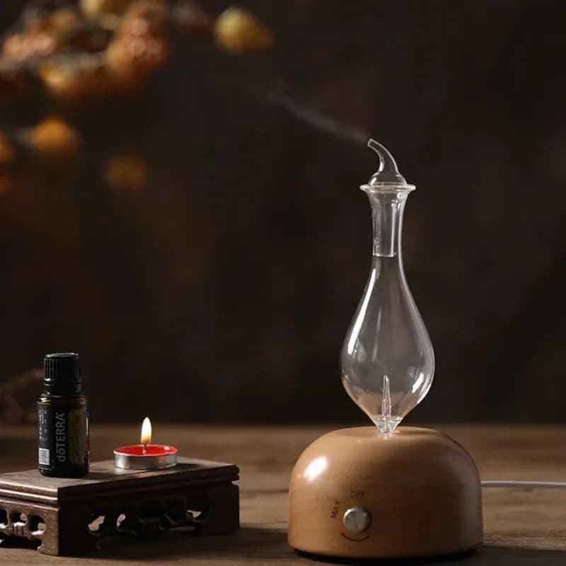 Diffusore di oli essenziali senza acqua Diffusore di profumo di nebbia fredda silenziosa in legno massello per ausilio per dormire a casa Aromaterapia Uso automatico