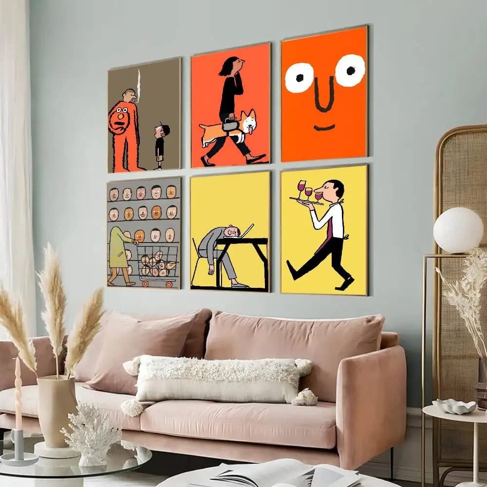 Poster Adesivo Fai-da-Te Anime J-Jean Art Jullien, Decorazione Murale per Soggiorno e Bar