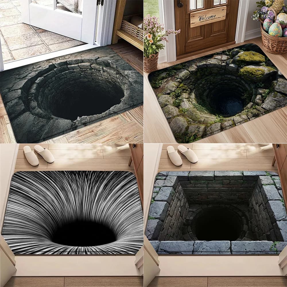 3D Carpet with Visual Effect, Veranda Decoration, Anti-slip Carpet for Living Room, Bedroom, Bathroom, Rug with Grotto Scenography, House Furnishing