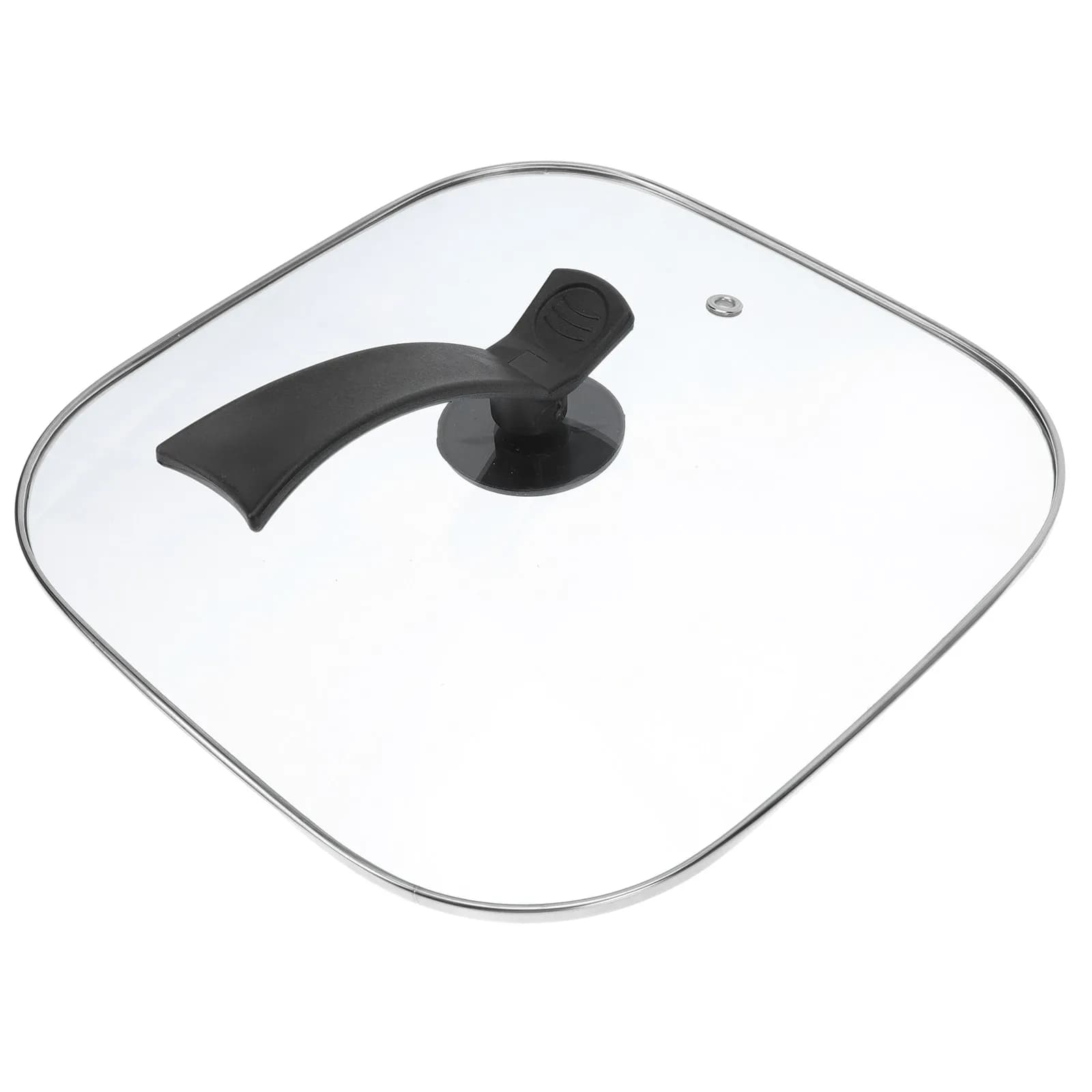 1Pcs Tempered Glass Pot Cover for Electric Frying Pan with Stainless Steel Edge Vertical Handle Pressure Release Hole Heat