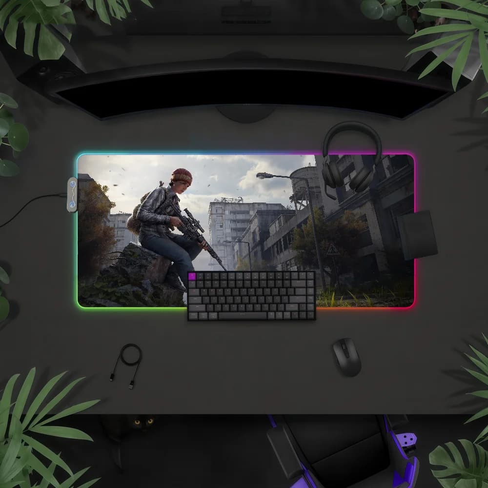 Tappetino per mouse Game D-dayZs-S con luce LED RGB, tastiera da gioco colorata, copertura antiscivolo, superficie impermeabile