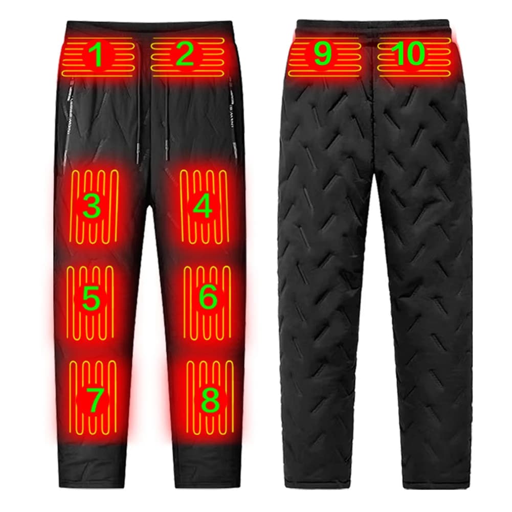 Unisex Electric Thermal Trousers 10 Heating Zones Electric Pants 3 Temperature Modes Waterproof Winter Electric Warmer Clothing