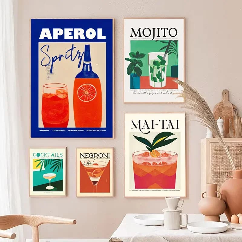 Calice per bevande Poster Cocktail Shaker Bottiglia Tela Pittura Decorazione di arte della parete Adatto per bar ristorante