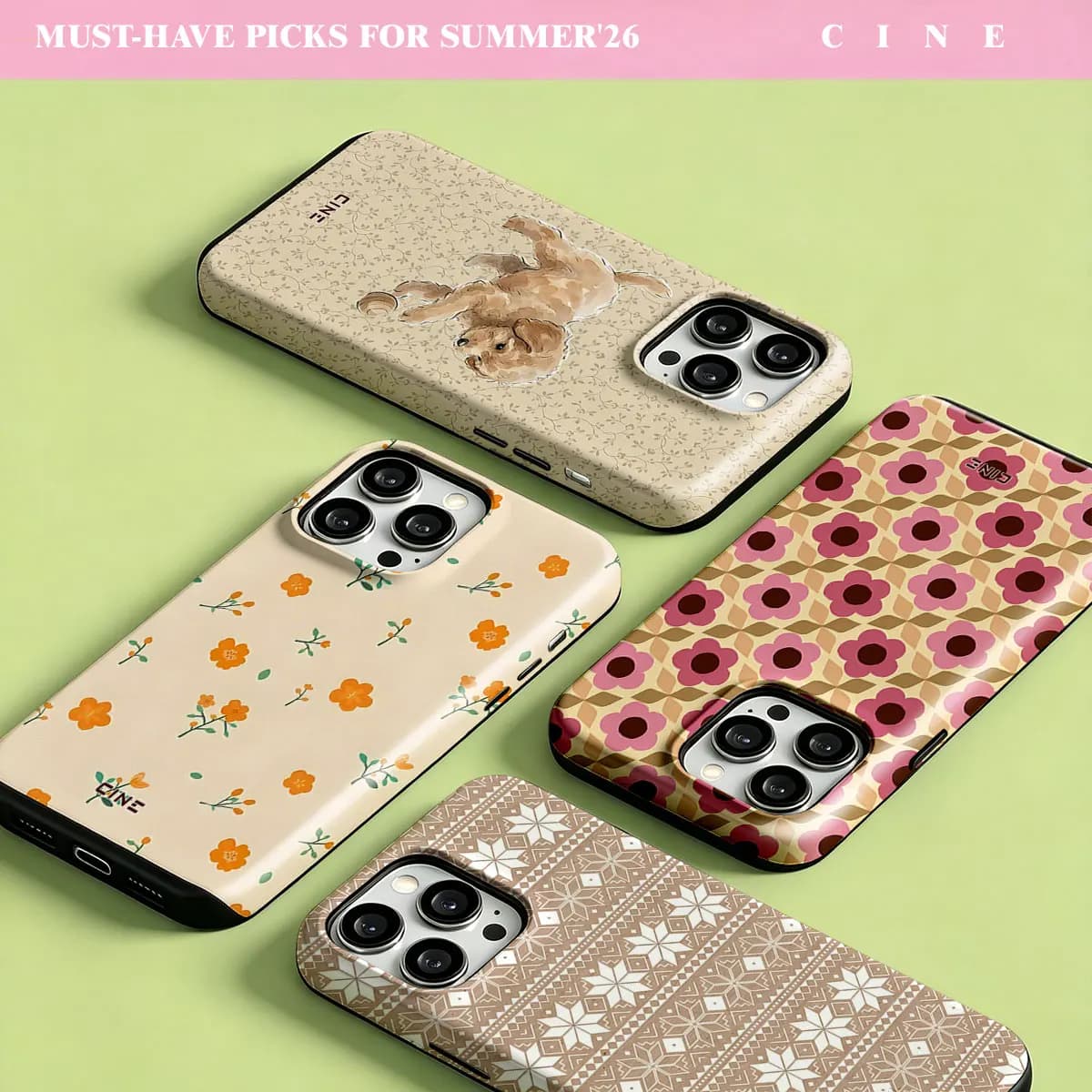 Beige Nordic Geometric Tile Phone Case for iPhone 18 17 16 15 14 13 12 Pro Max Plus Air Magnetic Double-layer Back Cover