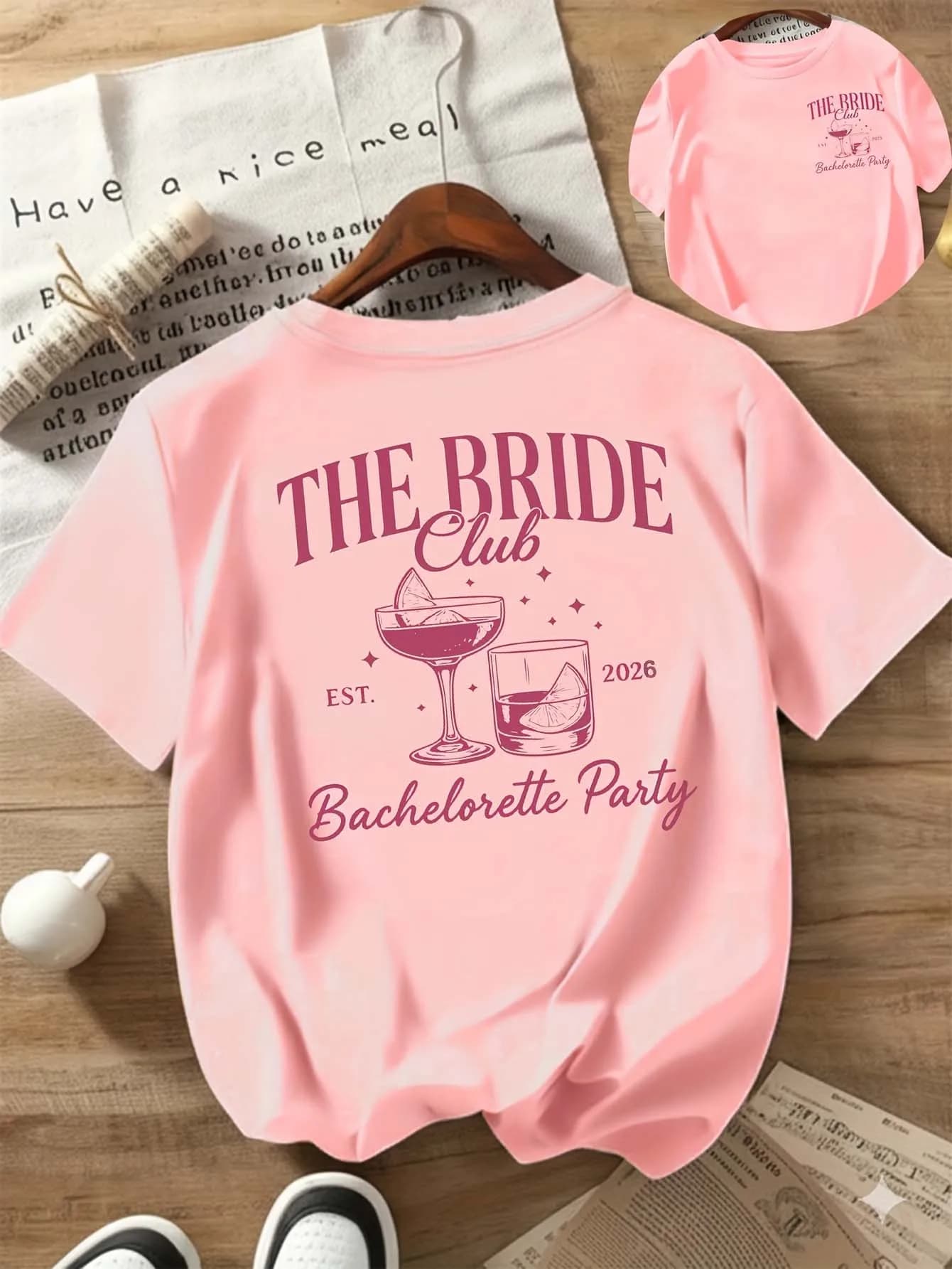 2026 Women'S "The Bride Club" Graphic Tee White with Pink Lettering Wine Glass Design Perfect for Spring Summer Wedding Guest