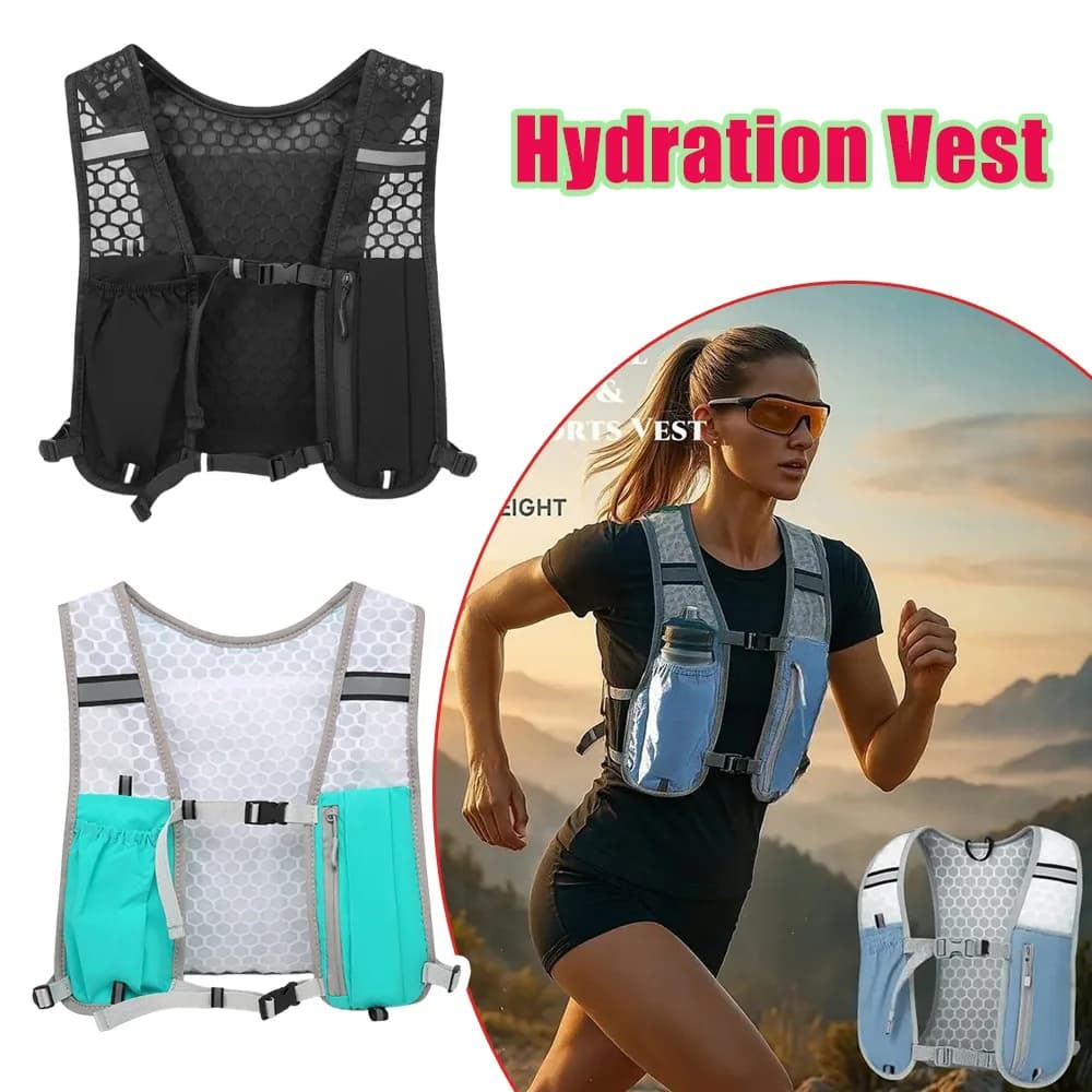 Gilet Idratazione Leggero Uomo Donna per Corsa Maratona Trail Running Escursionismo Ciclismo Sci Pesca con Sacca d'Acqua Traspirante