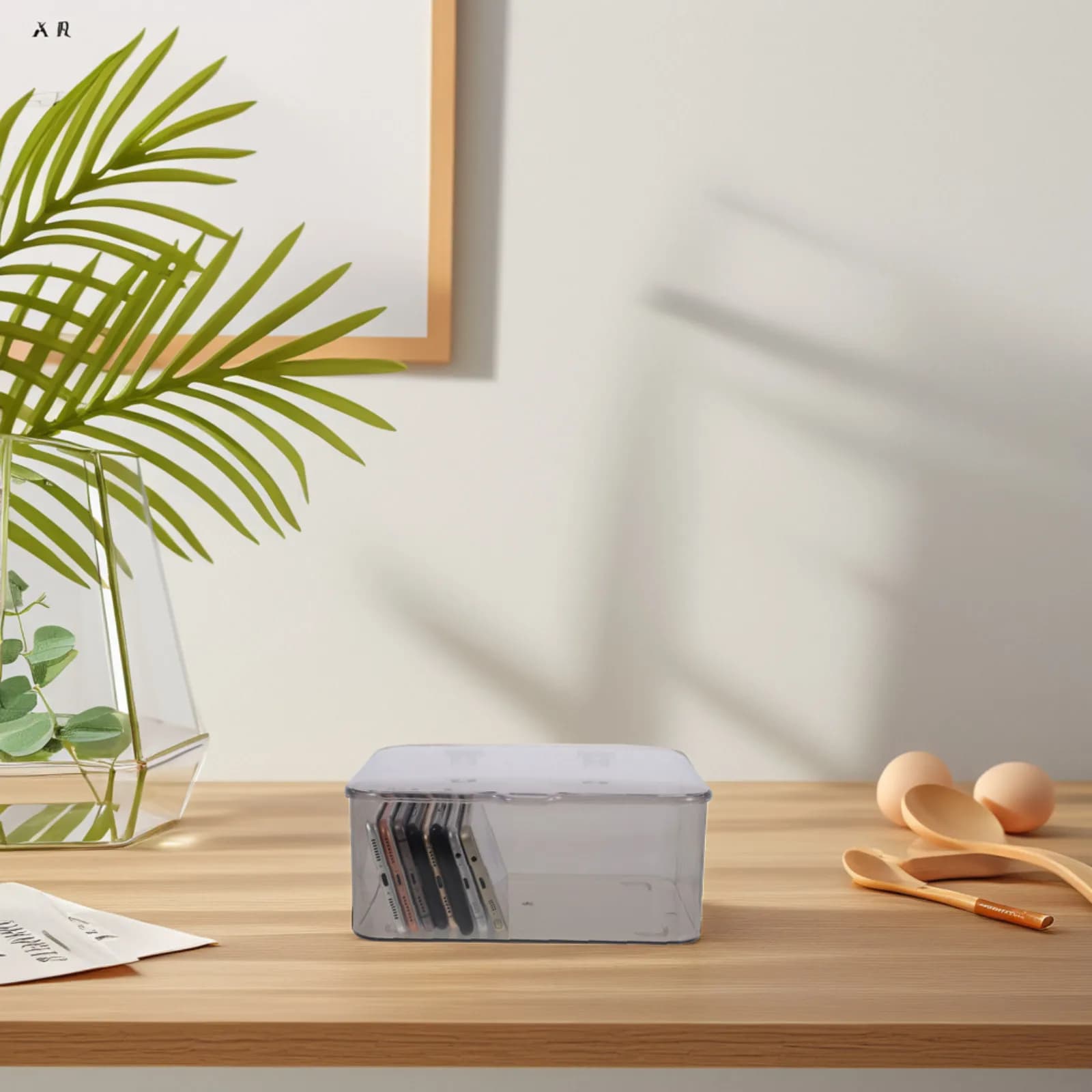 Organizer da Scrivania in Plastica Trasparente con Coperchio, Ideale per Gioielli, Perline, Adesivi, Carta per Scrapbook, Cancelleria, Oggetti per Telefono